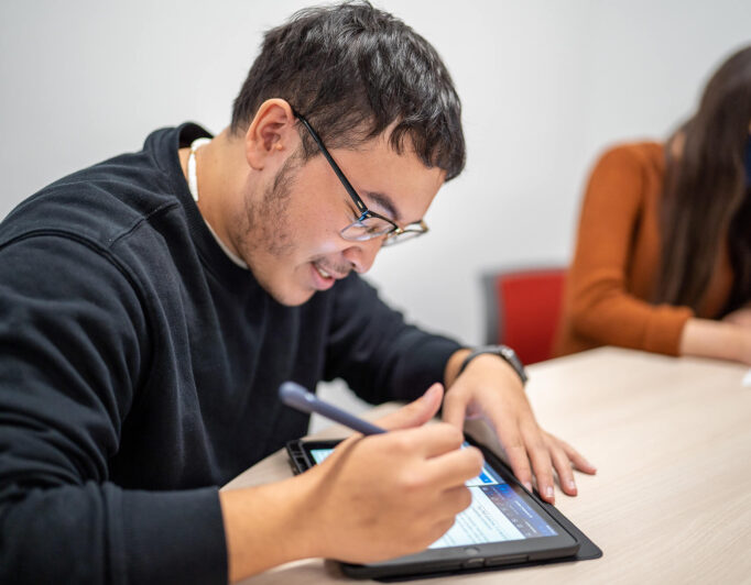 someone working on a tablet